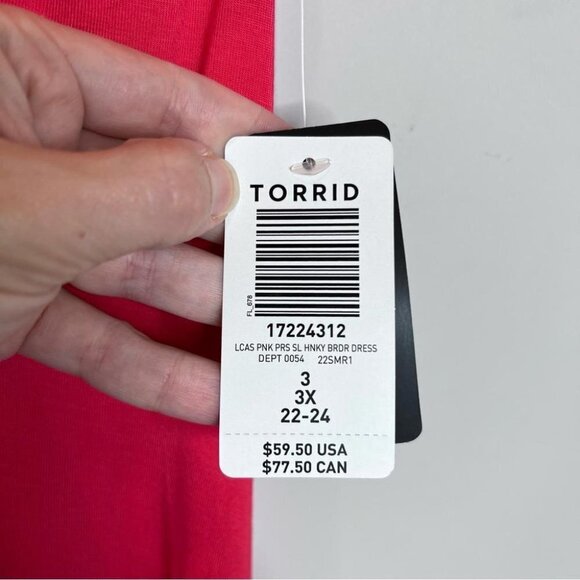 Torrid Womens Plus Size 3X Shark Bite Trapeze Jersey Sundress Pink Orange NEW - Picture 9 of 14